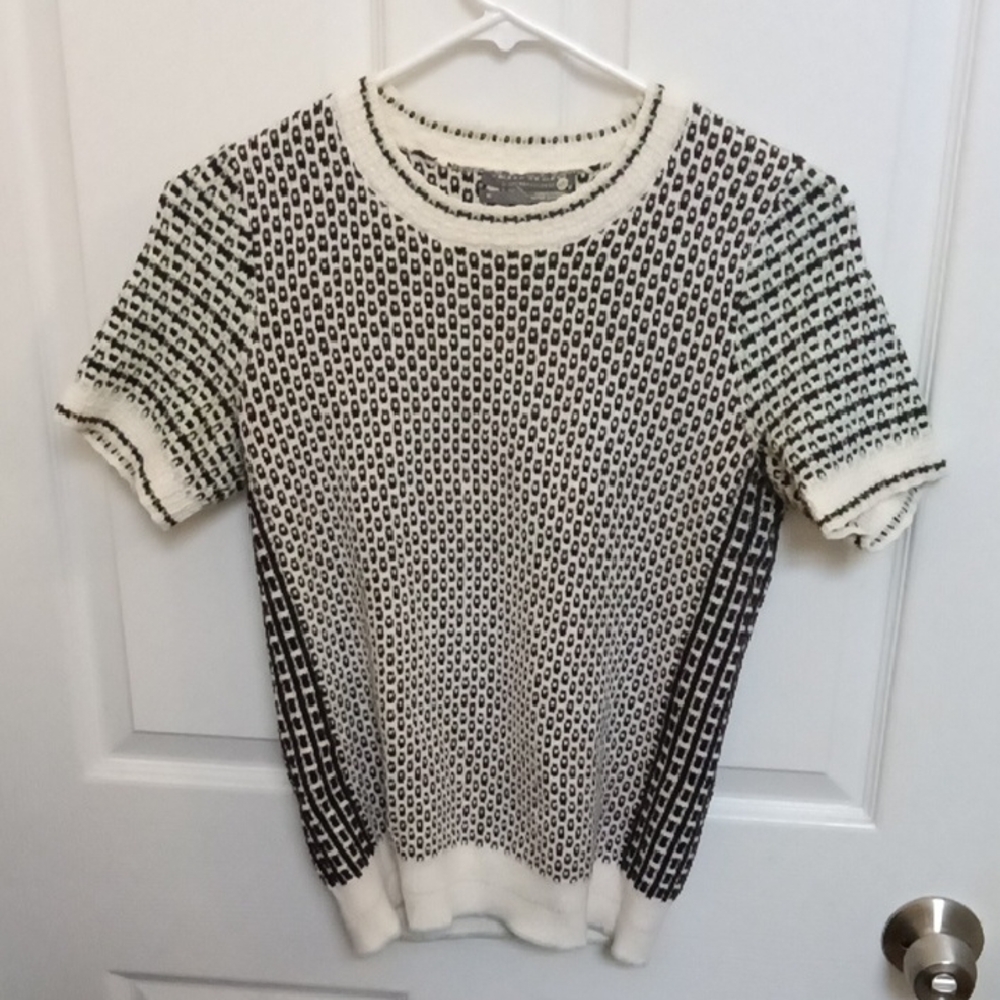 Anthropologie Monochrome Geometric Knit Top